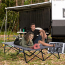 Outsunny Double Camping Folding Cot Outdoor Portable Sunbed, Grey