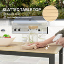 Outsunny Garden Dining Table for 6 People with Slatted Table Top Metal Frame