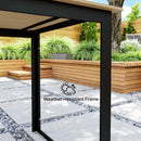 Outsunny Garden Dining Table for 6 People with Slatted Table Top Metal Frame