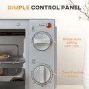 HOMCOM Mini Oven 9L Countertop Electric Grill W/ Temp Timer Control 750W