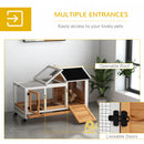 PawHut Wooden Rabbit Hutch, Small Animal House w/ Wheels, Removable Tray