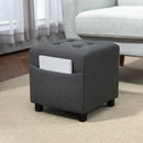 HOMCOM Small Footstool Square Ottoman With Padded Seat For Living Room Grey