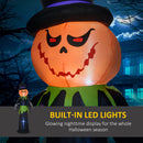 Outsunny 8FT Tall Halloween Inflatable Pumpkin Ghost in A Hat Decoration