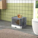 PawHut Enclosed Cat Litter Tray with Lid, Front Entry, Top Exit, Scoop, Brush