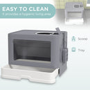 PawHut Enclosed Cat Litter Tray with Lid, Front Entry, Top Exit, Scoop, Brush