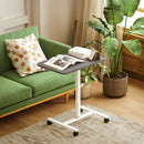 HOMCOM Natural Standing Desk Mobile Overbed Table W/ Wheels For Home Office