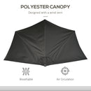 Outsunny 3(m) Half Round Parasol Garden Sun Umbrella Metal w/ Crank Black