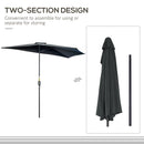 Outsunny 3(m) Half Round Parasol Garden Sun Umbrella Metal w/ Crank Black
