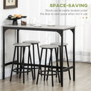 HOMCOM 5 Piece Brown Bar Table And Stools Set With Metal Frame Rustic