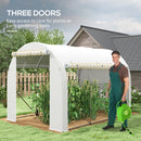 Outsunny Polytunnel Greenhouse with PE Cover, Galvanised Steel Frame, White