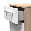 Milan Ready Assembled Bedside Table with 3 Drawers - White Matt / Oak