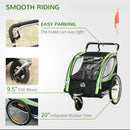 HOMCOM Child Bike Trailer 2 In 1 Baby Stroller = Green