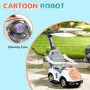 AIYAPLAY 3 in 1 Ride on Push Car, Cartoon Robot Foot to Floor Slider - White
