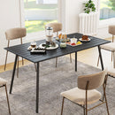 Outsunny Garden Table for 6 Person with Slat Top, Steel Frame