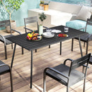 Outsunny Garden Table for 6 Person with Slat Top, Steel Frame