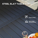 Outsunny Garden Table for 6 Person with Slat Top, Steel Frame