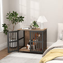PawHut Dog Crate Furniture with Anti-Chew Resistant Mesh for Dogs - Walnut Brown