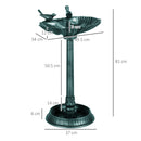 Outsunny 81cm Tall Bird Bath with 2 Decorative Birds for Garden
