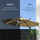 Outsunny 3(m) Solar LED Cantilever Parasol Adjustable Garden Umbrella - Khaki/Grey