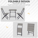 Outsunny 3 PCS PE Rattan Wicker Garden Furniture Patio Bistro Set Folding for 2 Outdoor Table and Chair Set (Grey)