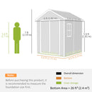 Outsunny 6 x 5ft Resin Garden Shed with Floor and Window, Light Grey