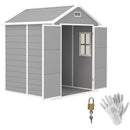 Outsunny 6 x 5ft Resin Garden Shed with Floor and Window, Light Grey