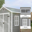 Outsunny 6 x 5ft Resin Garden Shed with Floor and Window, Light Grey