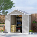 Outsunny 6 x 5ft Resin Garden Shed with Floor and Window, Light Grey
