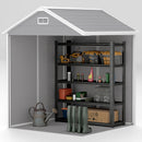 Outsunny 6 x 5ft Resin Garden Shed with Floor and Window, Light Grey