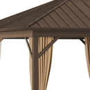 Outsunny Hardtop Gazebo with Curtains 3.6 x 3m - Brown