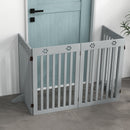 PawHut Pet Gate Foldable Fence Freestanding Dog Barrier w/ Support Feet Grey