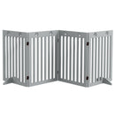 PawHut Pet Gate Foldable Fence Freestanding Dog Barrier w/ Support Feet Grey