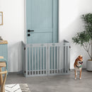 PawHut Pet Gate Foldable Fence Freestanding Dog Barrier w/ Support Feet Grey