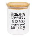 Personalised Glass Cat Treat Jar with Bamboo Lid