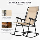 Outsunny Folding Rocking Chair Outdoor Portable Zero Gravity Chair Beige