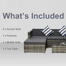 Outsunny Rattan Sofa Set with Chez Lounge and Coffee Table - Grey