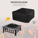 Outsunny Metal Large Firepit  w/ Rain Cover  86 x 86 x 54cm, Black