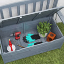 Outsunny Garden Storage Bench, 2 Seater Fir Wood Outdoor Bench, Dark Grey