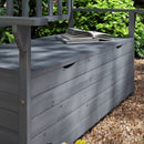 Outsunny Garden Storage Bench, 2 Seater Fir Wood Outdoor Bench, Dark Grey