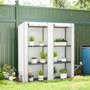 Outsunny 3 Tier Lean-to Mini Greenhouse with Hemmed Edging, White