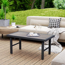 Outsunny Garden Coffee Table with SPC Woodgrain Tabletop, Wood Effect