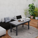 Outsunny Garden Coffee Table with SPC Woodgrain Tabletop, Wood Effect