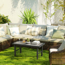 Outsunny Garden Coffee Table with SPC Woodgrain Tabletop, Wood Effect