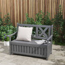 Outsunny Wood Storage Garden Bench for Patio Outdoor Seating, Charcoal Grey