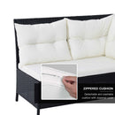 Outsunny Rattan Corner Sofa Set with Table and Footstools - Black