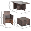 Outsunny Rattan Dining Set 10 Seater - Brown