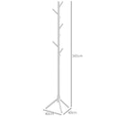 HOMCOM Coat Rack Bamboo Coat Stand with 8 Hooks for Handbags, White