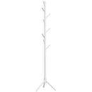 HOMCOM Coat Rack Bamboo Coat Stand with 8 Hooks for Handbags, White