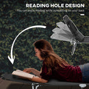 Outsunny Folding Sun Lounger Set of 2 Reclining Chair with Reading Hole Black