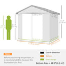 Outsunny 8 X 6ft Garden Shed Storage W/ Foundation Kit, Vents, Cream White